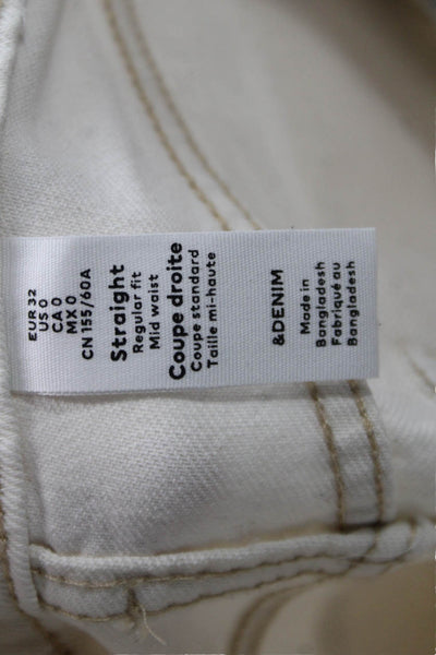 &Denim Womens Beige Straight Jeans High Rise 100% Cotton Size 0