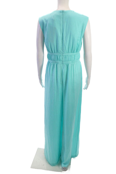 French Connection Women Jumpsuit Light Blue V Neck Sleeveless Size 8