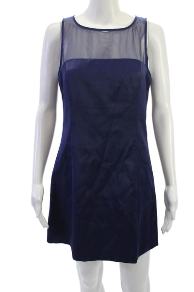 French Connection Women Dark Blue Shift Dress Sleeveless Round Neck Size 6