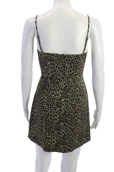 French Connection Womens Mini Slip Leopard Square Neck Beige Sleeveless Size 0