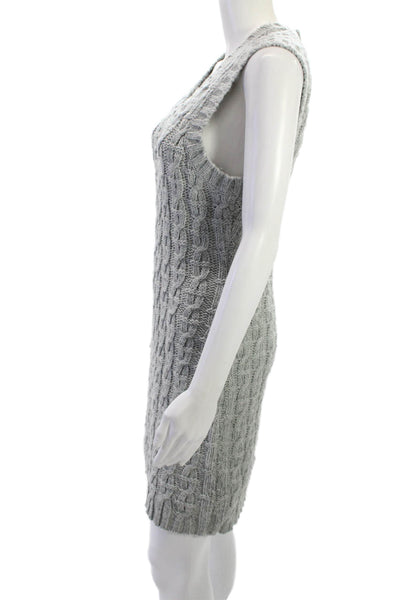 French Connection Womens Sweater Tank Dress Gray V Neck Sleeveless Size S