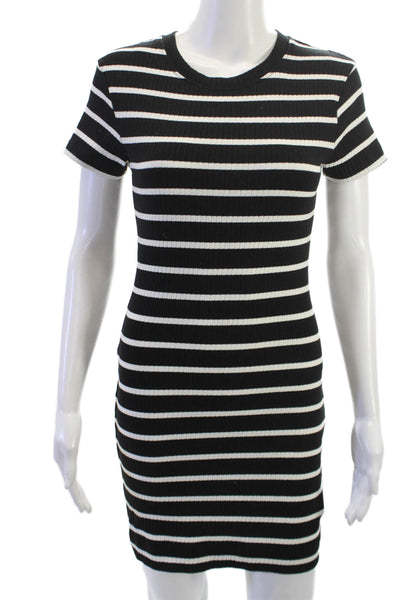 French Connection Women Bodycon T-Shirt Dress Black Short Sleeve Size XS