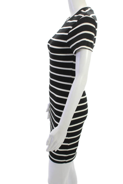 French Connection Women Bodycon T-Shirt Dress Black Short Sleeve Size XS