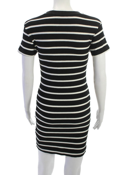 French Connection Women Bodycon T-Shirt Dress Black Short Sleeve Size XS