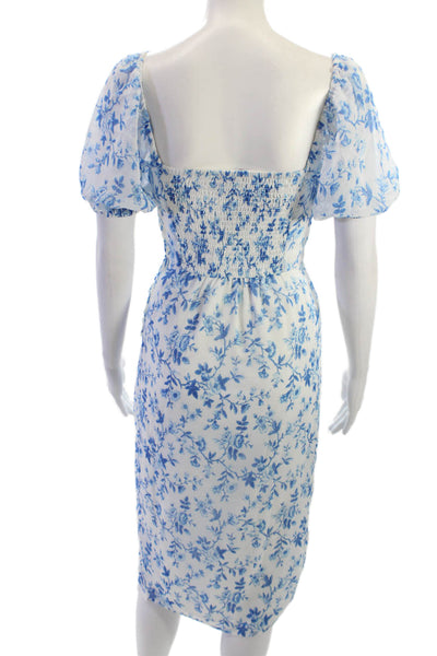 French Connection Womens Sheath Dress Blue Floral Midi Size XS