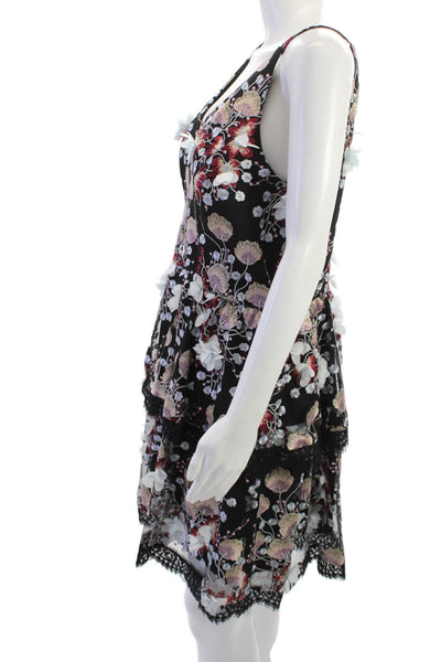 Dress the Population Women Floral V-Neck Sleeveless Jumpsuit Black Size XL