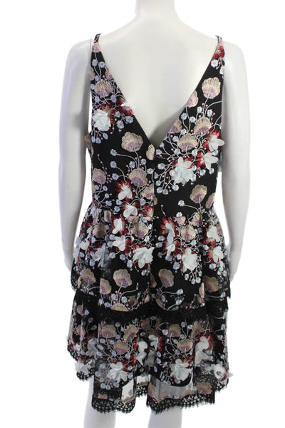 Dress the Population Women Floral V-Neck Sleeveless Jumpsuit Black Size XL