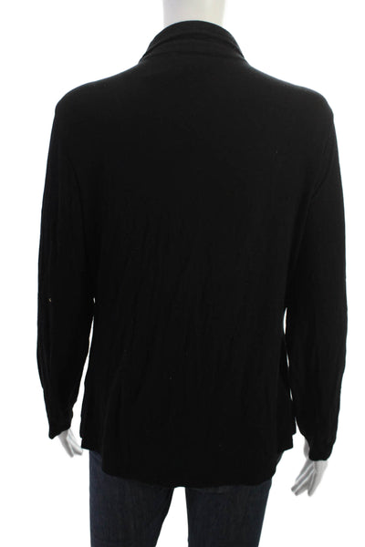 Sanctuary Women Black Cotton Collared Button-Up Long Sleeve Basic Size 2XL