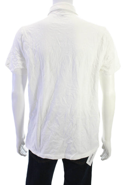 J Crew Mens Button-Down Short Sleeve White Cotton Shirt Size L