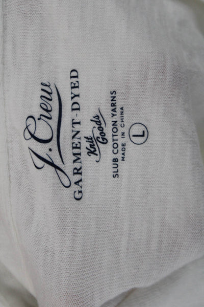 J Crew Mens Button-Down Short Sleeve White Cotton Shirt Size L