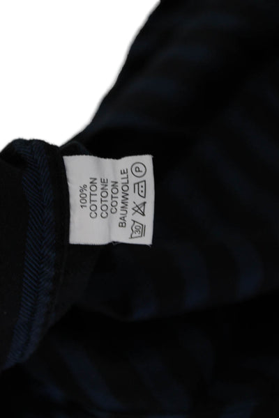 Robert Graham Mens Button-Up Black Striped Cotton Long Sleeve Collar Size L