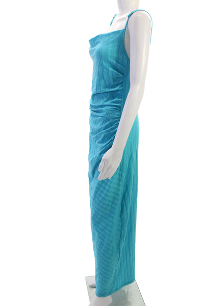 Jonathan Simkhai Women Maxi Slip Dress Blue Striped Size L