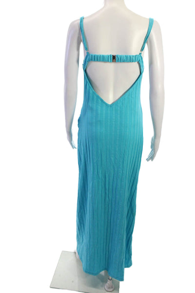 Jonathan Simkhai Women Maxi Slip Dress Blue Striped Size L