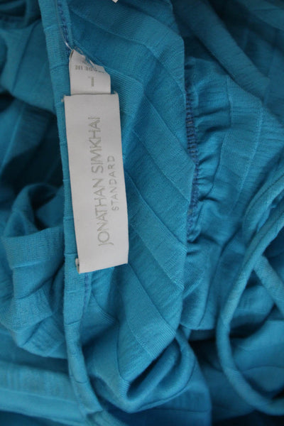 Jonathan Simkhai Women Maxi Slip Dress Blue Striped Size L