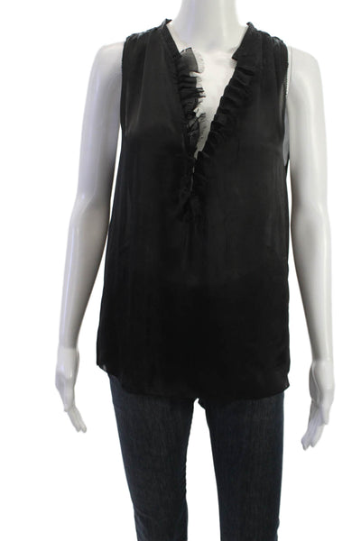 L'Agence Womens Black V-Neck Sleeveless Blouse Size 1