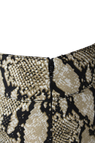 Cindigindi Women Mini Flare Skirt Beige Animal Print Polyester Size S