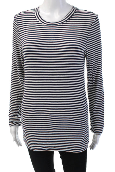 Splits59 Womens Basic Striped Black Modal Crew Neck Long Sleeve T-Shirt Size L