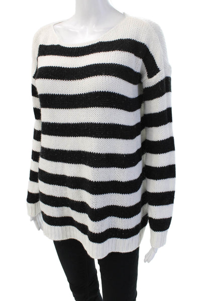 BB Dakota Womens Black Striped Pullover Sweater Long Sleeve Size S