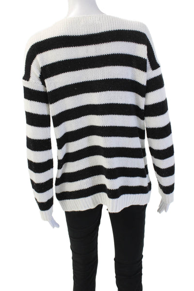 BB Dakota Womens Black Striped Pullover Sweater Long Sleeve Size S