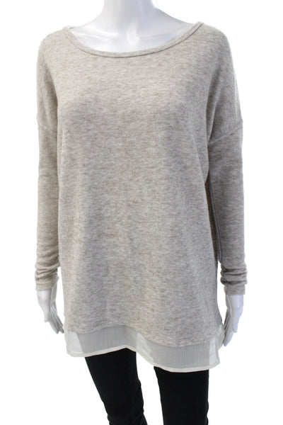 Silence And Noise Women Pullover Beige Long Sleeve Round Neck Size XS