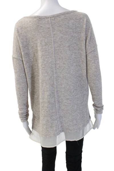 Silence And Noise Women Pullover Beige Long Sleeve Round Neck Size XS