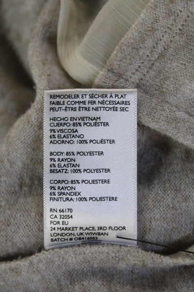 Silence And Noise Women Pullover Beige Long Sleeve Round Neck Size XS