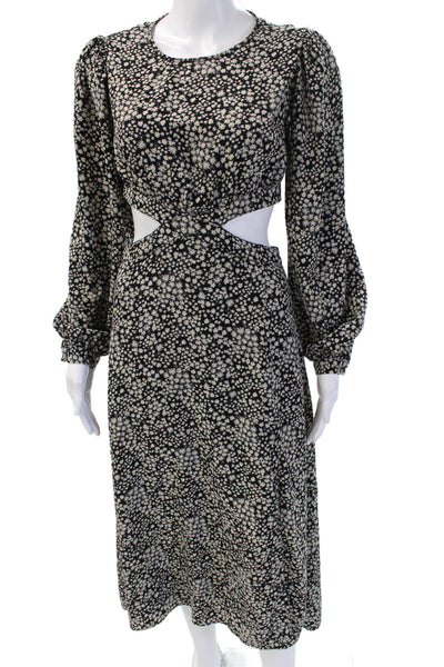 ASTR Women Black Fit & Flare Long Sleeve Floral Maxi Dress Size S