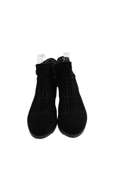 Crown Vintage Women's Round Toe Suede Mesh Ankle Boots Black Size 6