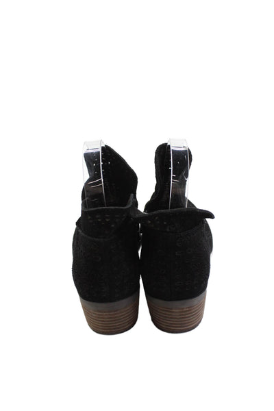Crown Vintage Women's Round Toe Suede Mesh Ankle Boots Black Size 6