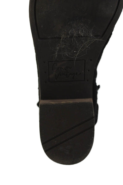 Crown Vintage Women's Round Toe Suede Mesh Ankle Boots Black Size 6
