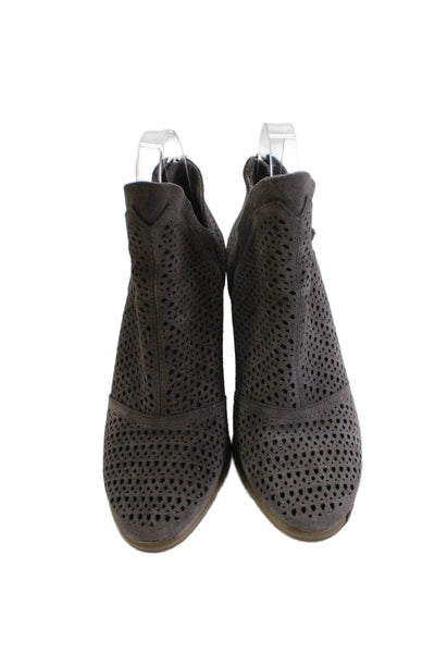Vince Camuto Women's Mesh Suede Block Heel Ankle Boots Gray Size 6