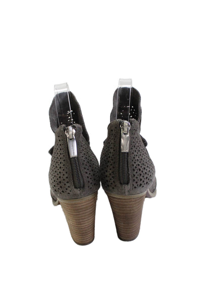 Vince Camuto Women's Mesh Suede Block Heel Ankle Boots Gray Size 6