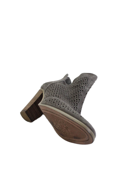 Vince Camuto Women's Mesh Suede Block Heel Ankle Boots Gray Size 6