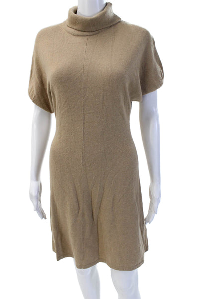 Banana Republic Womens Sweater Dress Beige Mock Neck Short Sleeve Size S