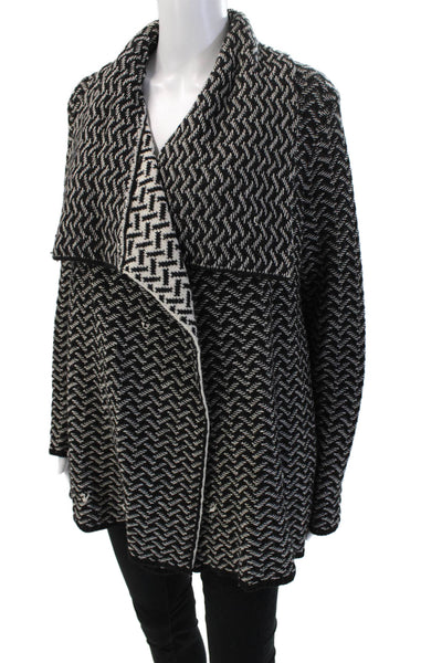 Joie Women Bohemian Herringbone Wool Yak Coatigan Long Sleeve Black Size S