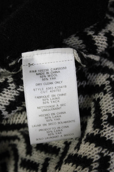 Joie Women Bohemian Herringbone Wool Yak Coatigan Long Sleeve Black Size S