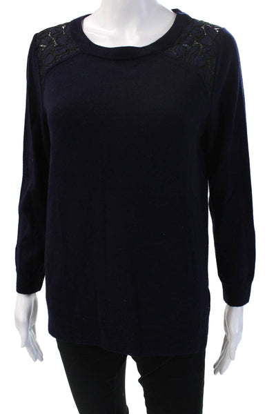 J Crew Womens Dark Blue 100% Merino Wool Pullover Sweater Size M