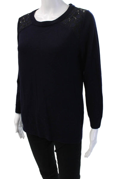 J Crew Womens Dark Blue 100% Merino Wool Pullover Sweater Size M