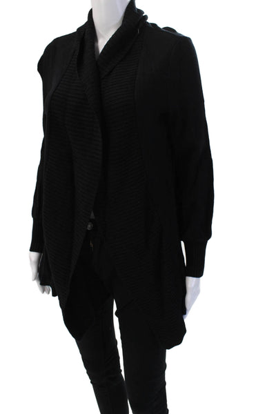 Banana Republic Womens Cardigan Black Mock Neck Long Sleeve Wool Viscose Size S