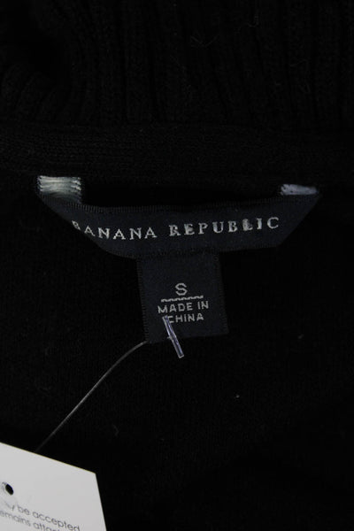 Banana Republic Womens Cardigan Black Mock Neck Long Sleeve Wool Viscose Size S