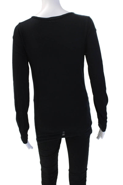 J Crew Womens Basic Tunic T Shirt Black V Neck Long Sleeve Cotton Size M