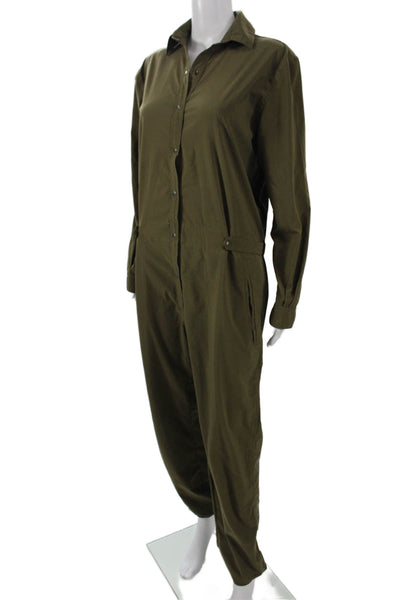 925 Fit Womens Jumpsuit Green Collared Long Sleeve Solid Size XS