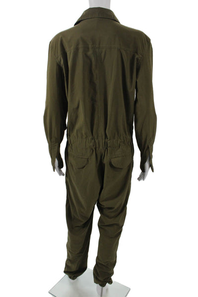 925 Fit Womens Jumpsuit Green Collared Long Sleeve Solid Size XS