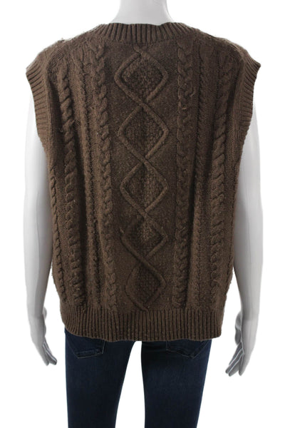 Wilfred Women Vest Brown Argyle V Neck Merino Wool Sleeveless Size XS