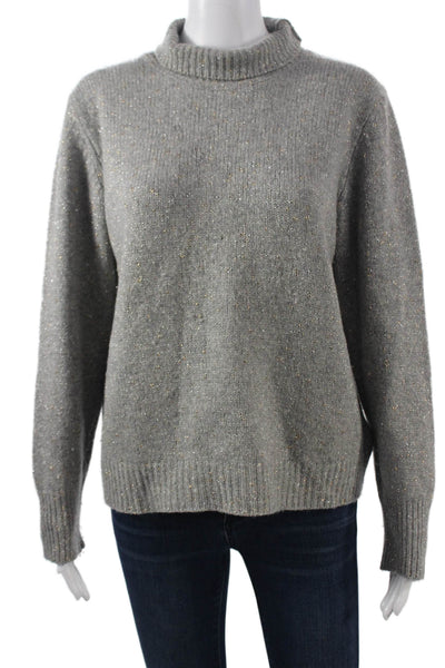 Seventy Womens Pullover Sweater Gray Wool Cashmere Mock Neck Size L
