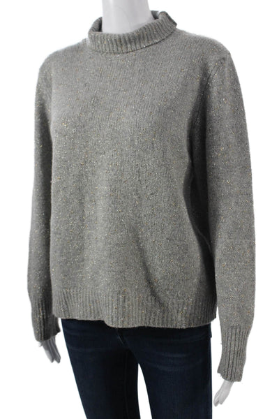 Seventy Womens Pullover Sweater Gray Wool Cashmere Mock Neck Size L