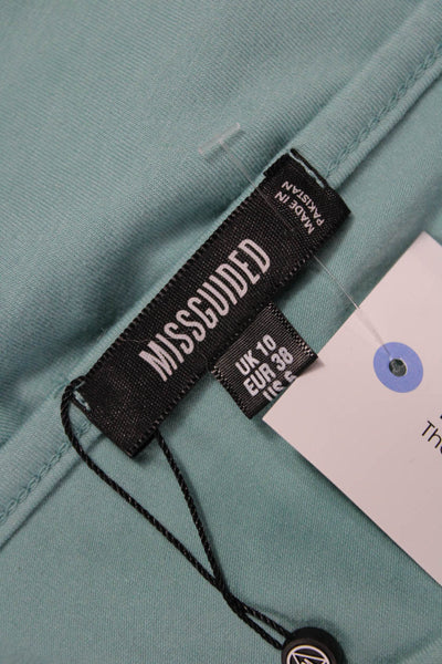 MISSGUIDED Womens Basic Green Short Sleeve Jumpsuit Crew Neck Snap Size 6