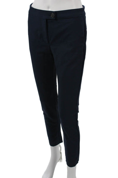 MNG Women Ankle Dress Pants Dark Blue Button 26 Inseam Size 4