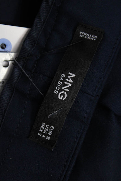 MNG Women Ankle Dress Pants Dark Blue Button 26 Inseam Size 4