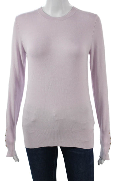 Zara Women Pullover Crew Neck Long Sleeve Pink Button Size S